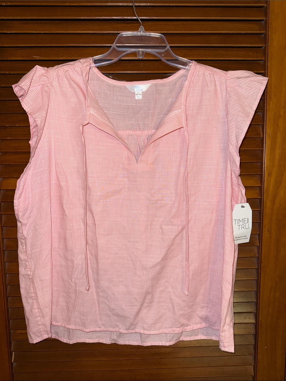 NEW Striped Tie-Front Cap Sleeve Blouse